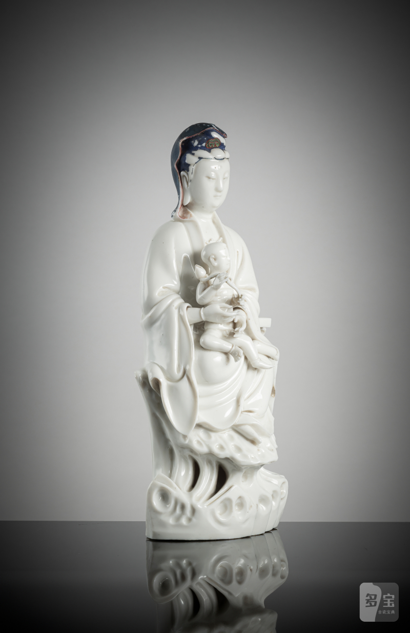 A dehua figure of a Guanyin and child - 图2